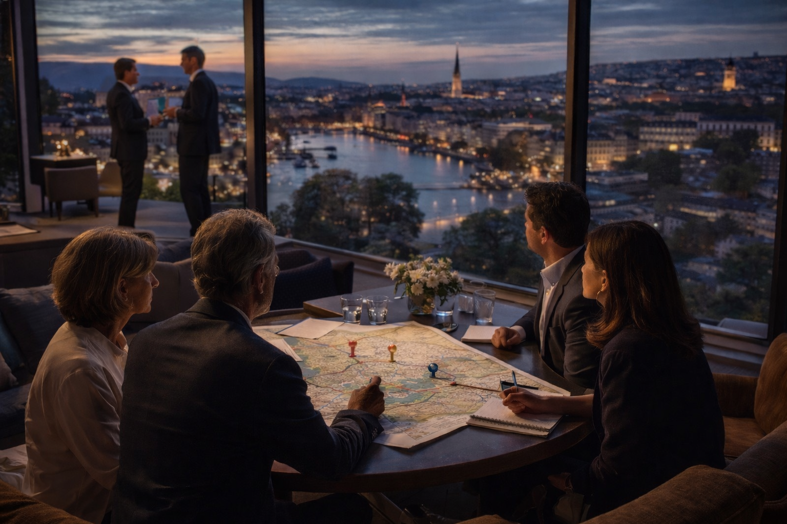 Editorial city setting suggesting the four-chapter Equus Talks circuit across Europe