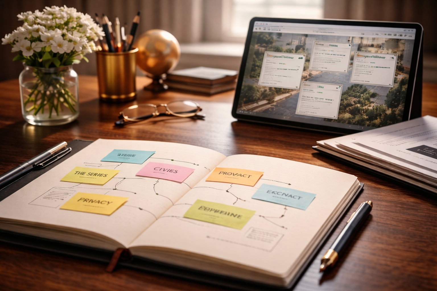 A refined conversational setting suggesting navigation, structure and access across the platform